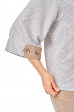 Брюки, жакет Aira Style 24255 серо-бежевый - фото 4