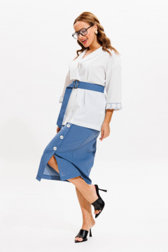 Жакет, юбка Anastasia м-1083 белый-деним - фото 4