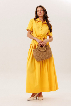 Летний костюм блуза и юбка из текстиля DILIA 0752 желтый - фото 2