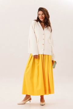 Летний костюм блуза и юбка из текстиля DILIA 0752 желтый - фото 4