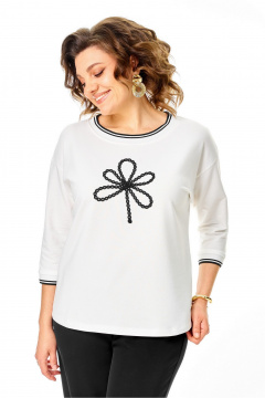 Джемпер Rumoda 2261_дл_молочный-черный - фото 2