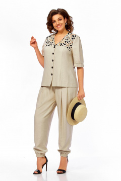 Брюки, жилет Ольга Стиль С-1026 бежевый - фото 2
