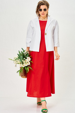 Жакет, платье SOVA 11323 белый-красный - фото 5