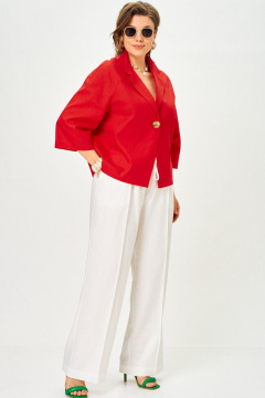 Брюки, жакет SOVA 11333 красно-молочный - фото 2