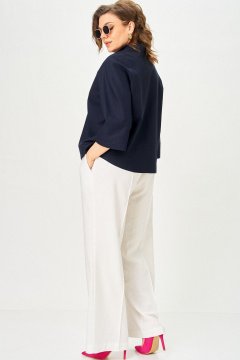 Брюки, жакет SOVA 11333 синий-молочный - фото 5