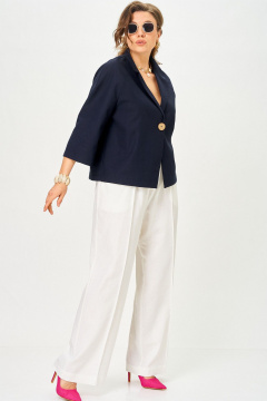 Брюки, жакет SOVA 11333 синий-молочный - фото 4