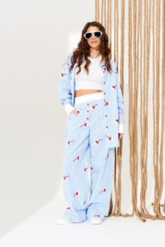 Брюки ELLETTO 12391 бело-голубой - фото 2