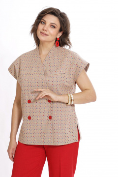 Брюки, жилет Alani Collection 2524 красный_мультиколор - фото 5