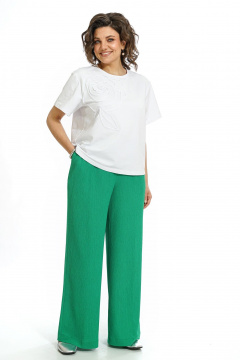 Блуза, брюки Alani Collection 2560 молоко-зеленый - фото 4