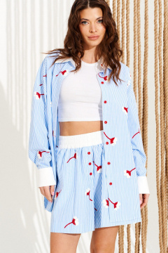 Блуза ELLETTO 13016 бело-голубой - фото 4