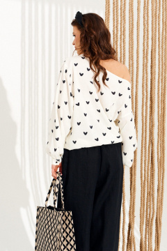 Блуза ELLETTO 13987 молочно-черный - фото 5