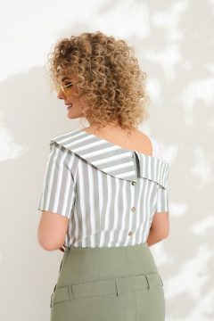 Блуза, брюки Euromoda 617 хаки_полоска - фото 3