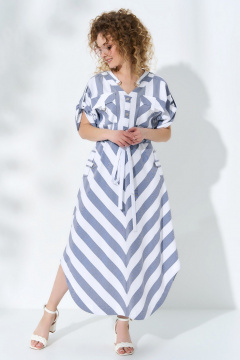 Платье Euromoda 719 серо-синий - фото 2