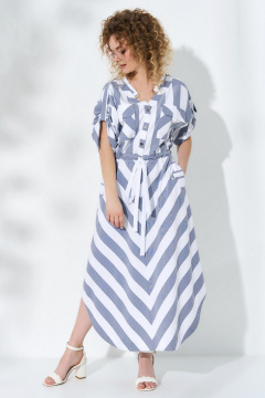 Платье Euromoda 719 серо-синий - фото 4