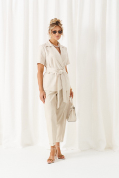 Брюки, жакет Beautiful&Free 6446 бежевый+полоска - фото 2