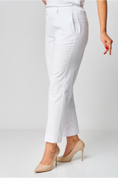 Классические прямые брюки из текстиля с стрелками и карманами БелЭльСтиль 586-2 87 22 белый_джинс - фото 3