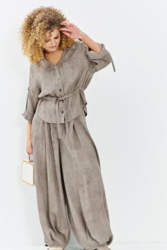 Блуза, брюки Euromoda 716 бежевый_меланж - фото 2