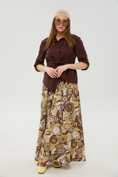 Жакет, юбка NikVa 917-11 шоколад_и_шоколадный_мультиколор - фото 1