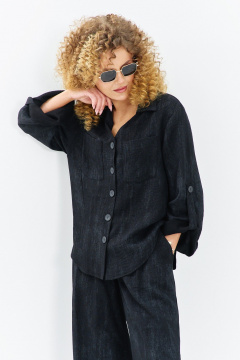 Брюки, рубашка Euromoda 714 черный_меланж - фото 2