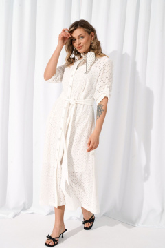 Платье из хлопка с кокетками и карманами AMUARt 1010-1 белый - фото 3