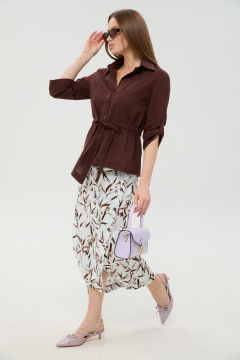 Жакет, юбка NikVa 980-6 шоколад_и_ листья_мультиколор - фото 2