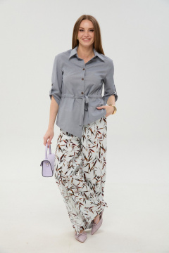 Брюки, жакет NikVa 981-8 серый_и_листья_мультиколор - фото 1
