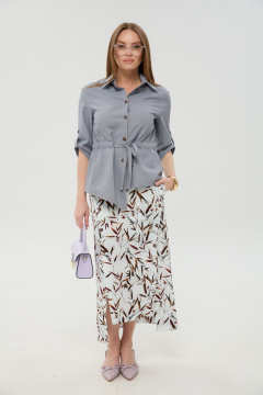Жакет, юбка NikVa 980-8 серый_и_листья_мультиколор - фото 1