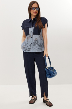 Блуза, брюки Магия моды 2713 синий, голубой - фото 1