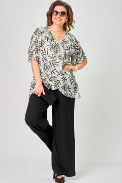 Блуза EVA GRANT 198-1 принт_листики - фото 5