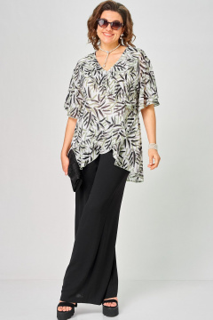 Блуза EVA GRANT 198-1 принт_листики - фото 4