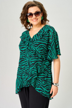 Блуза EVA GRANT 198-1 принт_изумруд - фото 1