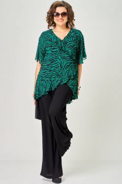 Блуза EVA GRANT 198-1 принт_изумруд - фото 4