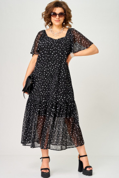 Платье EVA GRANT 7246 черный_горох - фото 2