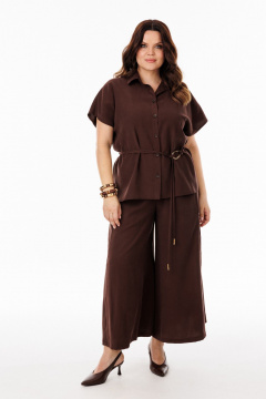 Блуза, брюки, пояс ANIDEN 61111-1 коричевый - фото 1