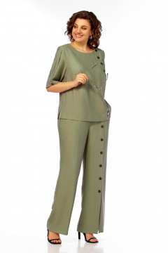 Блуза, брюки Ольга Стиль С-1022 хаки - фото 5
