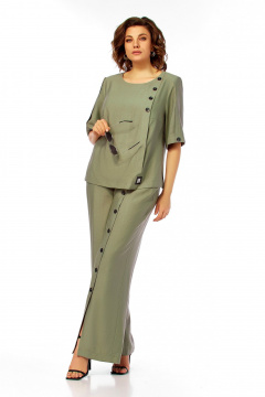 Блуза, брюки Ольга Стиль С-1022 хаки - фото 1