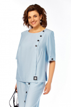 Блуза, брюки Ольга Стиль С-1022 голубой - фото 5