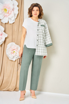 Блуза, брюки, жакет VOLNA 1465 светло-зеленый - фото 2