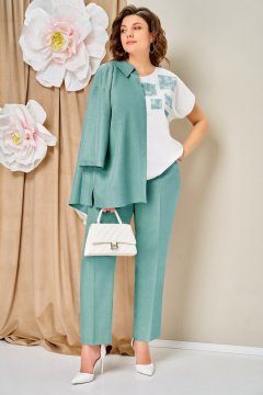 Блуза, брюки, жакет VOLNA 1473 бирюзовый - фото 4