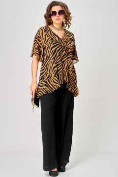 Блуза EVA GRANT 198-1 принт_зебра_кофе - фото 2