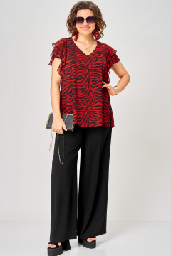 Блуза EVA GRANT 145 принт_зебра_красный - фото 2