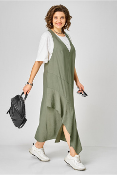 Сарафан, футболка Karina deLux М-1437 молочный+зеленый - фото 5