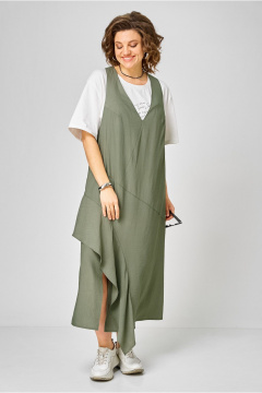 Сарафан, футболка Karina deLux М-1437 молочный+зеленый - фото 4