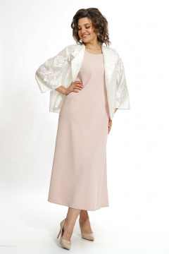 Блуза, платье Alani Collection 2519 пудра-белый - фото 3