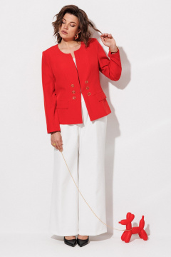Брюки, жакет, топ ANASTASIA MAK 1123 красный+молочный - фото 2