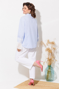 Блуза ANASTASIA MAK 1352 голубой+полоска - фото 5