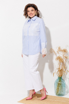 Блуза ANASTASIA MAK 1352 голубой+полоска - фото 4