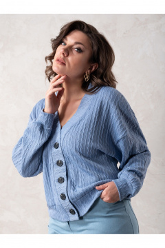 Голубой вязаный кардиган свободного кроя на пуговицах Avanti С-103 - фото 1