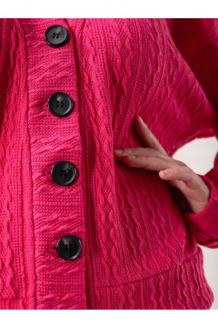 Розовый трикотажный кардиган свободного кроя с пуговицами Avanti С-103-3 - фото 3