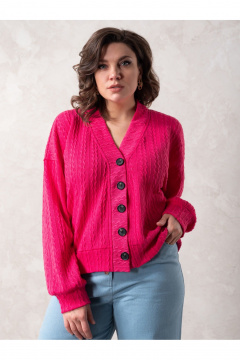 Розовый трикотажный кардиган свободного кроя с пуговицами Avanti С-103-3 - фото 2